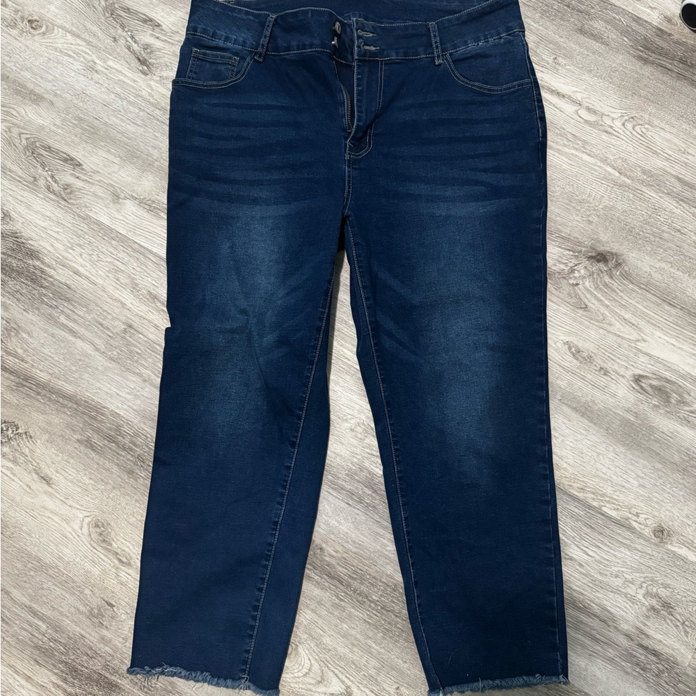 SHEIN Dark Blue Ankle Jeans